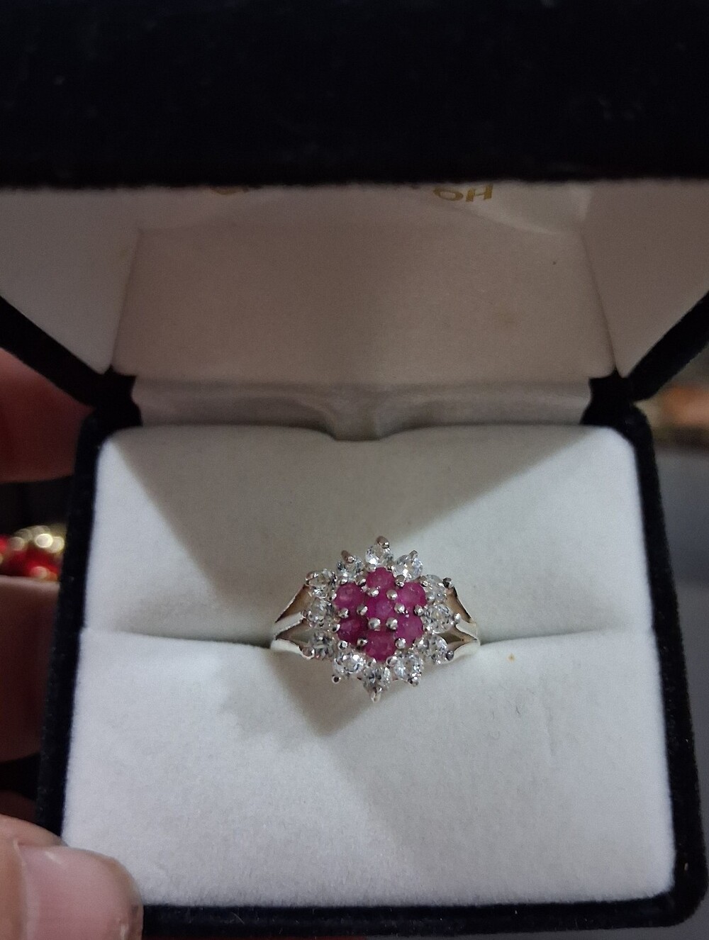 .925 Sterling Silver 2 Ctw Natural Ruby & CZ Halo Ring Size 7